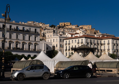 Old french colonial buildings on seaside boulevard, North Africa, Algiers, Algeria