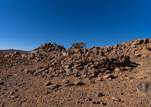 Grave made with stones in cultural park of Ahaggar, North Africa, Tagmart, Algeria