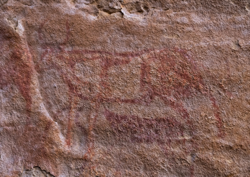 Rock painting depicting cows, Tassili N'Ajjer National Park, Tadrart Rouge, Algeria