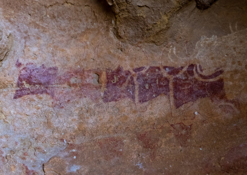 Rock painting depicting cows, Tassili N'Ajjer National Park, Tadrart Rouge, Algeria