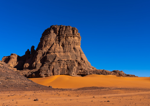 Rocks and sand dunes in Sahara desert, Tassili N'Ajjer National Park, Tadrart Rouge, Algeria