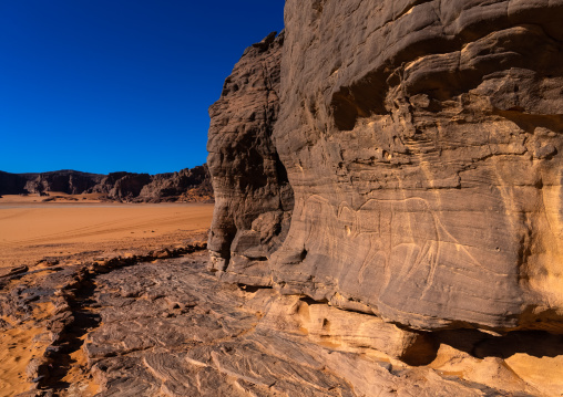 Rock carvings depicting cows, Tassili N'Ajjer National Park, Tadrart Rouge, Algeria