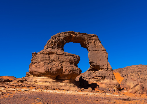 Rock formation with african continent shape , Tassili N'Ajjer National Park, Tadrart Rouge, Algeria