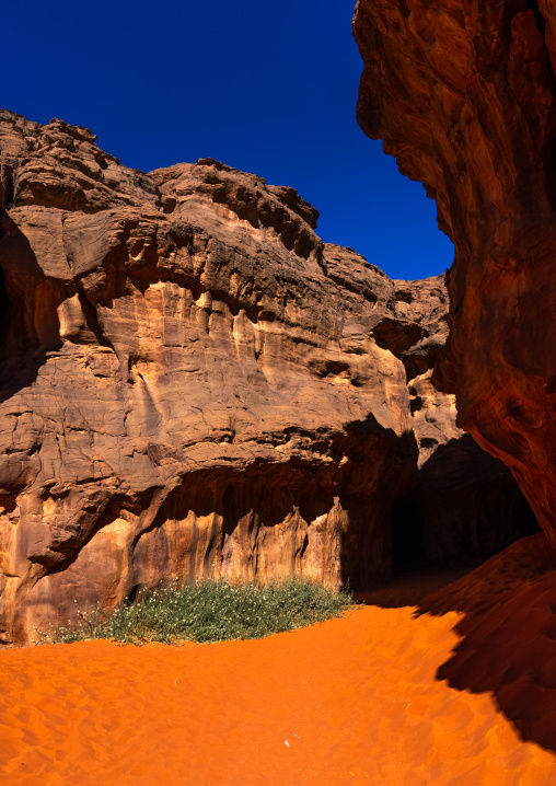 Rocks and sand dunes in Sahara desert, Tassili N'Ajjer National Park, Tadrart Rouge, Algeria