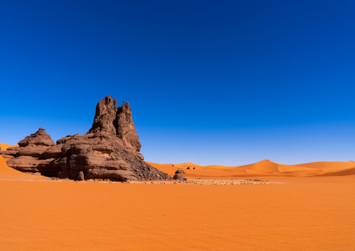 Rocks and sand dunes in Sahara desert, Tassili N'Ajjer National Park, Tadrart Rouge, Algeria