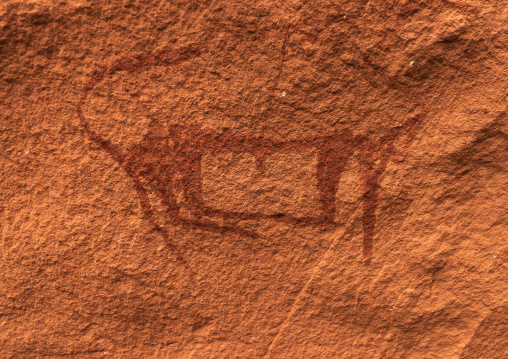 Rock painting depicting a cow, Tassili N'Ajjer National Park, Tadrart Rouge, Algeria