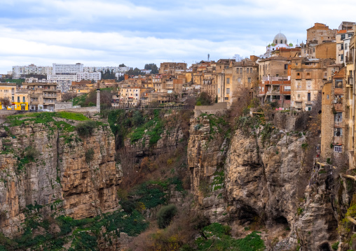 Old houses overlooking the canyon, North Africa, Constantine, Algeria