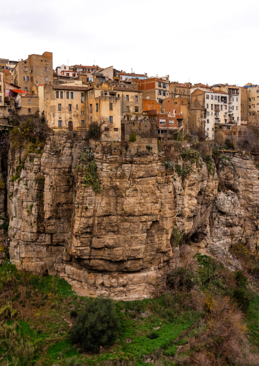 Old houses overlooking the canyon, North Africa, Constantine, Algeria