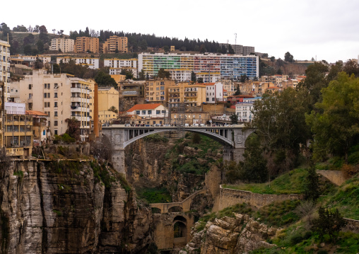 Old houses overlooking the canyon, North Africa, Constantine, Algeria