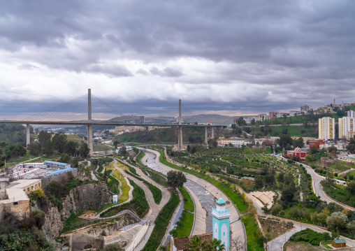 View of the town and Salah Bey Viaduct, North Africa, Constantine, Algeria