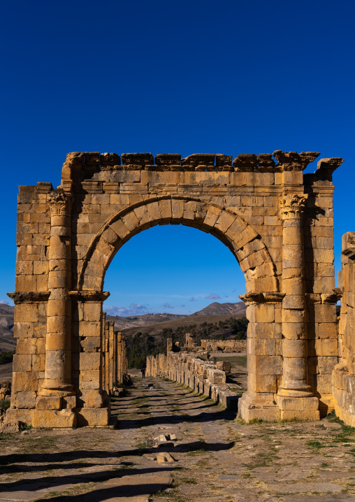 Cardo in the Roman ruins of Djemila, North Africa, Djemila, Algeria