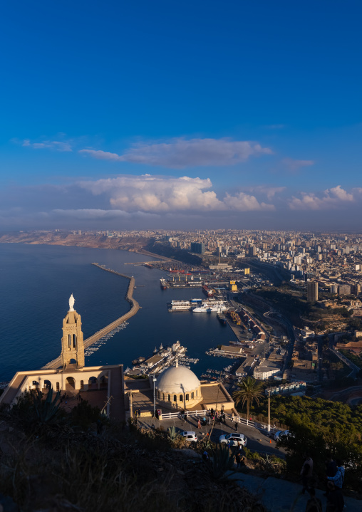 View over the town with the Santa Cruz Chapel in the foreground, North Africa, Oran, Algeria