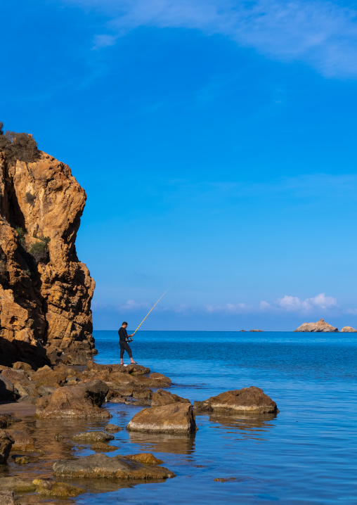 Fisherman in Madagh beach, North Africa, Oran, Algeria