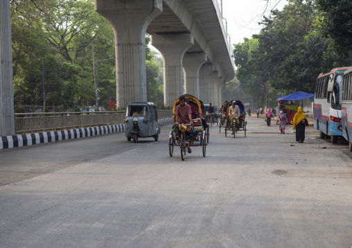 Rickshaws on a big avenue, Dhaka Division, Dhaka, Bangladesh