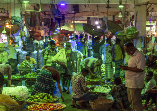 Vegetables and fruits at Kawran Bazar morning market, Dhaka Division, Dhaka, Bangladesh