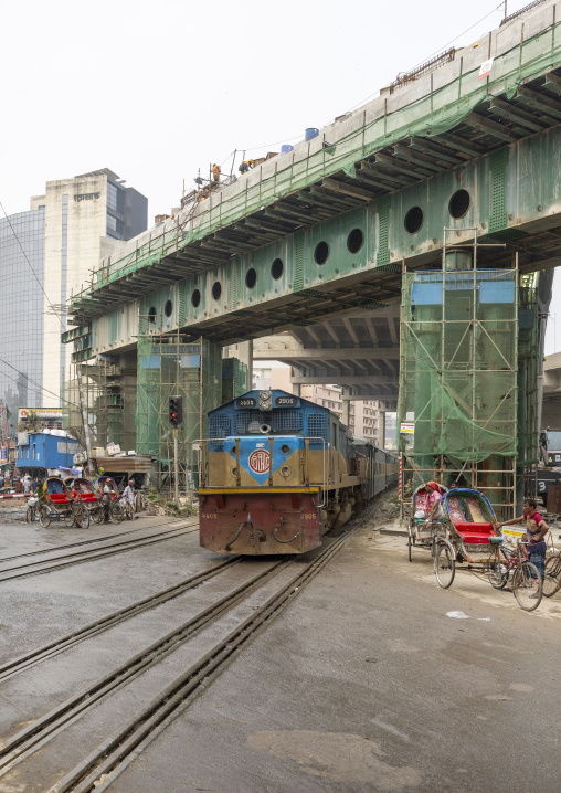 Train passing in Kawran bazar, Dhaka Division, Dhaka, Bangladesh