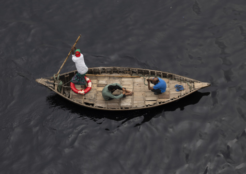 Local boats with passengers on Buriganga river, Dhaka Division, Keraniganj, Bangladesh