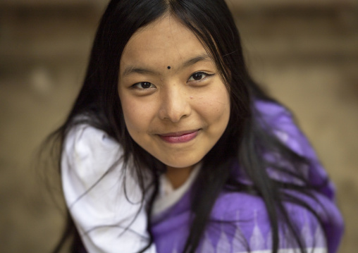 Portrait of a young Manipuri tribe woman, Sylhet Division, Sreemangal, Bangladesh