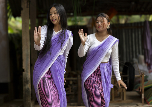 Young Manipuri tribe women dancing, Sylhet Division, Sreemangal, Bangladesh