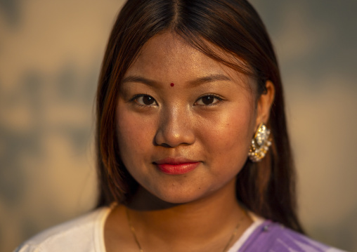 Portrait of a young Manipuri tribe woman, Sylhet Division, Sreemangal, Bangladesh