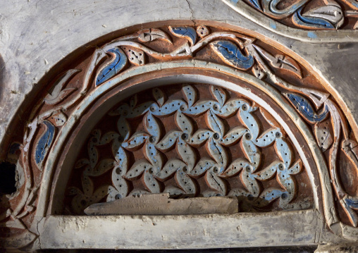 Plasterwork decorations in an old house, Rajshahi Division, Manda, Bangladesh