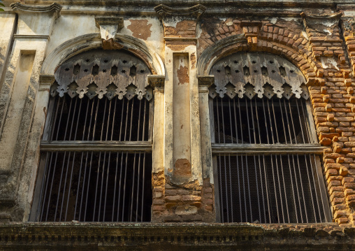 Heritage house windows inside Balihati Palace, Dhaka Division, Saturia, Bangladesh