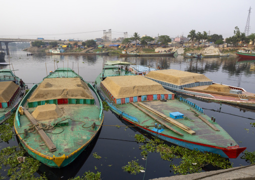 Sand loaded on boats in Amin bazar, Dhaka Division, Sabhar, Bangladesh