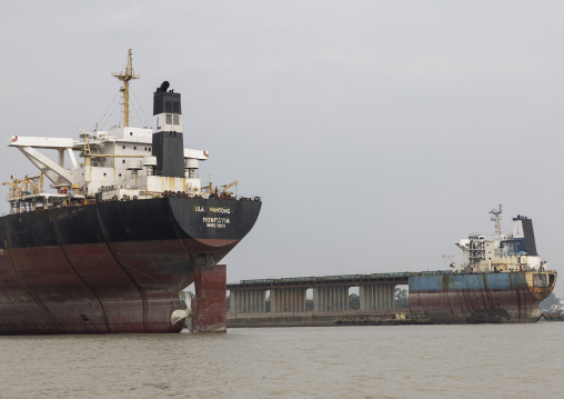 Ships being broken up in the ship breaking yard, Chittagong Division, Sitakunda, Bangladesh