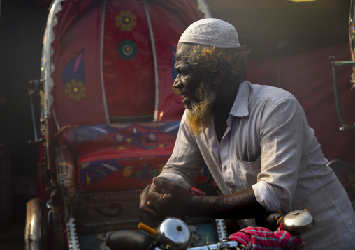 Bangladeshi driver with his rickshaw, Chittagong Division, Chittagong, Bangladesh