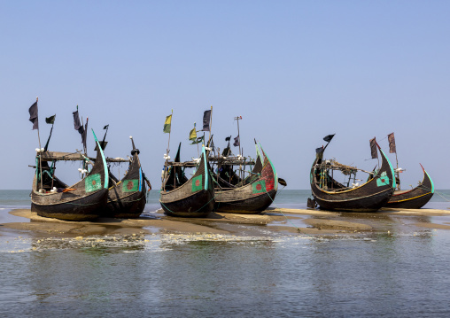 Traditional Bangladeshi moon fishing boats, Chittagong Division, Cox's Bazar Sadar, Bangladesh