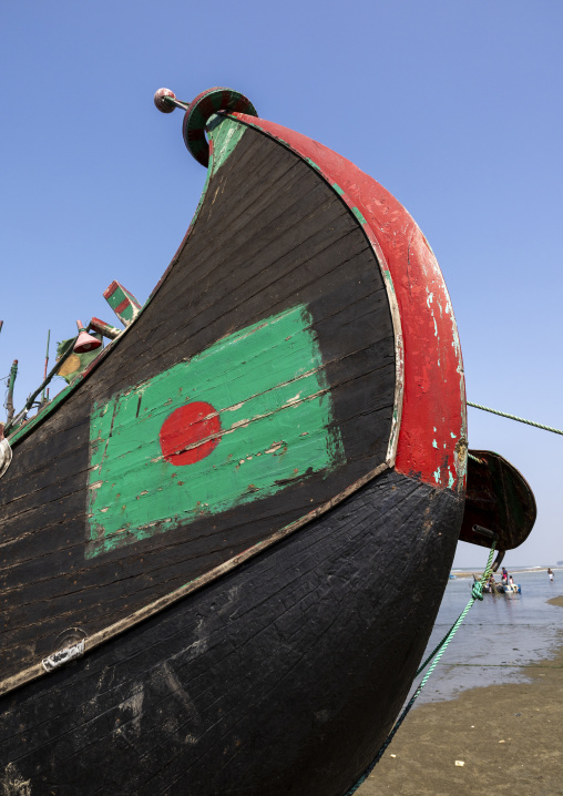 Traditional Bangladeshi moon fishing boat, Chittagong Division, Cox's Bazar Sadar, Bangladesh