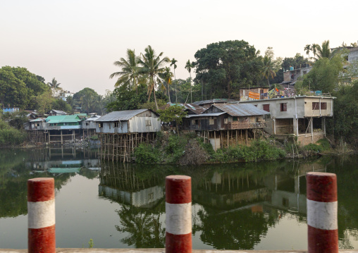 Stilt houses raised on piles, Chittagong Division, Rangamati Sadar, Bangladesh