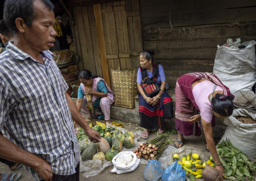 Chakma tribe women selling vegetables at market, Chittagong Division, Rangamati Sadar, Bangladesh