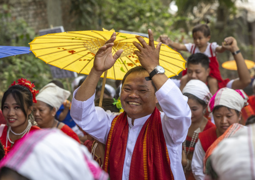 Chakma people in tradtional clothing celebrating Biju festival, Chittagong Division, Kawkhali, Bangladesh