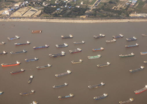 Many industrial ships sailing on the sea, Chittagong Division, Chittagong, Bangladesh