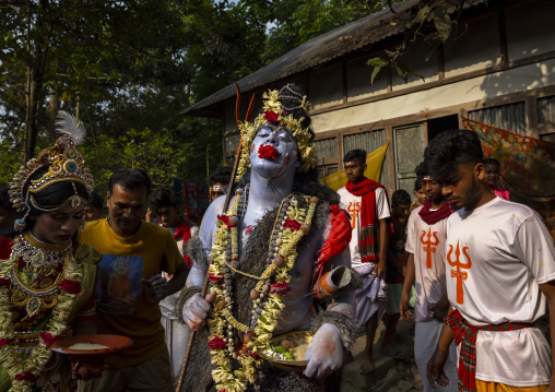 Lord Shiva procession with devotees at Lal Kach festival, Dhaka Division, Tongibari, Bangladesh