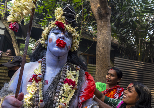 Lord Shiva procession with devotees at Lal Kach festival, Dhaka Division, Munshiganj Sadar, Bangladesh