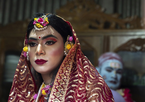 Parvati wife of Lord Shiva played by a man during Lal Kash festival, Dhaka Division, Munshiganj Sadar, Bangladesh