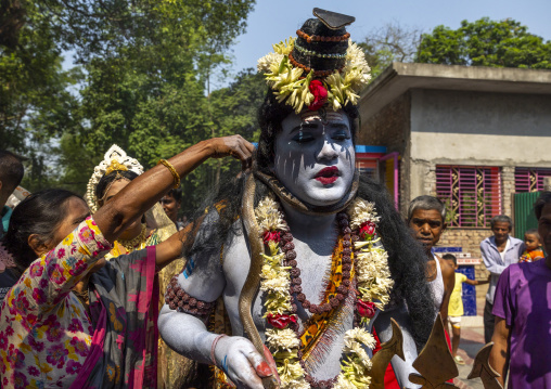 Lord Shiva procession with devotees at Lal Kach festival, Dhaka Division, Tongibari, Bangladesh