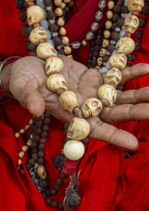 Necklaces of a hindu guru made with human bones, Dhaka Division, Dhaka, Bangladesh