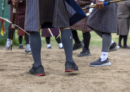 Bhutanese archers celebrating victory on an archery range, Chang Gewog, Thimphu, Bhutan