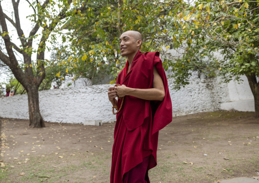 Bhutanese monk in Punakha dzong, Punakha dzongkhag, Punakha, Bhutan