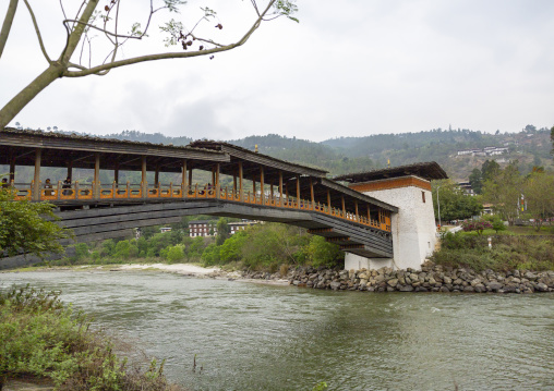 Punakha dzong civered bridge, Punakha dzongkhag, Punakha, Bhutan