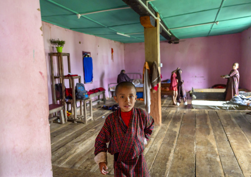 Bhutanese novices monks in Nyenzer Lhakhang dormitory, Thedtsho Gewog, Wangdue Phodrang, Bhutan