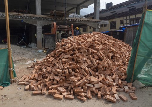 Construction site of a building, Wangchang Gewog, Paro, Bhutan