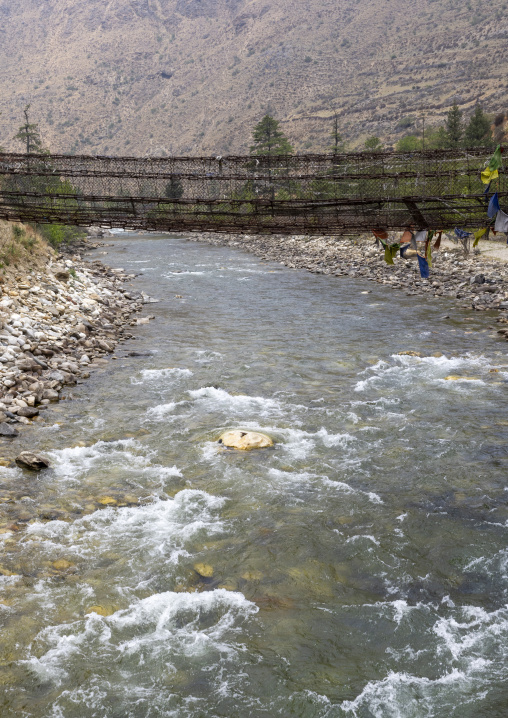 Old iron chain bridge of Tachog Lhakhang monastery, Wangchang Gewog, Paro, Bhutan