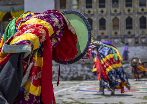 Dance of the hats during Ura Yakchoe festival, Bumthang, Ura, Bhutan