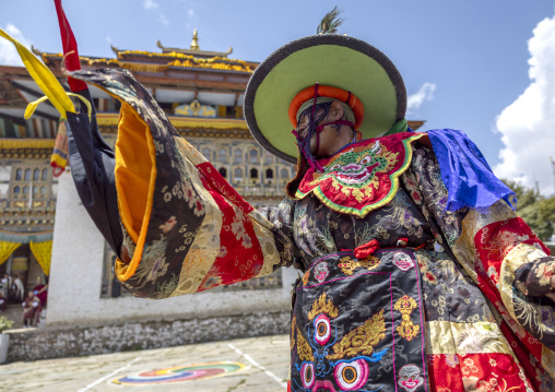 Dance of the hats during Ura Yakchoe festival, Bumthang, Ura, Bhutan