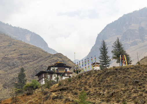 Old iron chain bridge of Tachog Lhakhang monastery, Wangchang Gewog, Paro, Bhutan