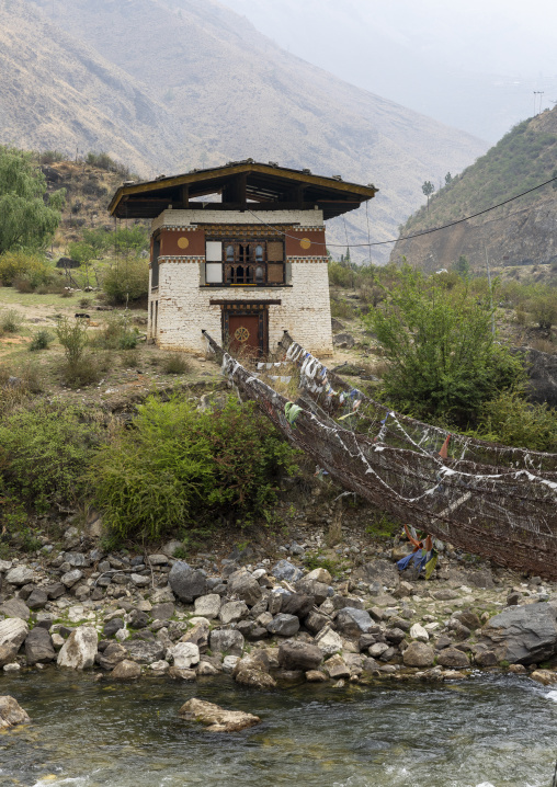 Old iron chain bridge of Tachog Lhakhang monastery, Wangchang Gewog, Paro, Bhutan